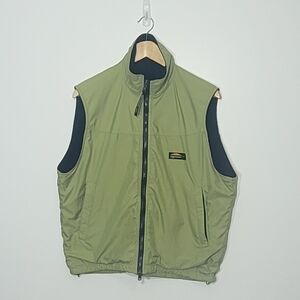 Chlorophylle Polartec Green Navy Blue Reversible Fleece Zipper Vest Unisex Sz S